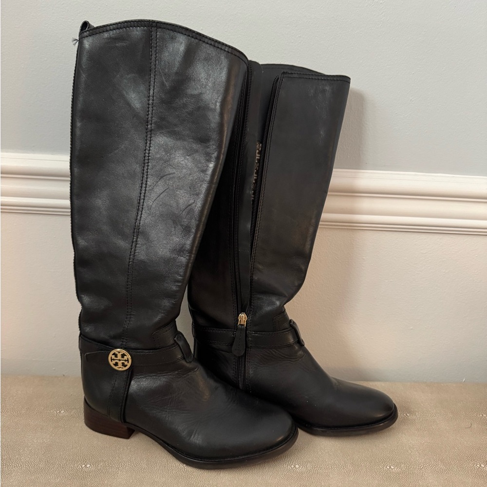 Tory Burch Black Leather Riding Boots